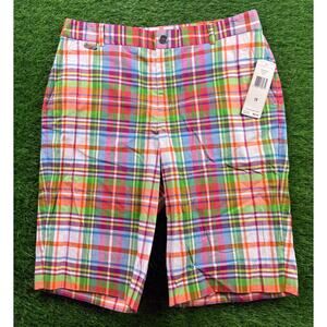 Lauren Ralph Lauren Active Madras Plaid Golf Bermuda Shorts Multi Sz 10 NWT